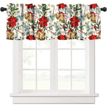 Red Christmas Snowflake Kitchen Valance 54x18 Inch 1 Panel