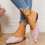 Women's Pink Loafers Pointed Toe Flat Lace Trim 8