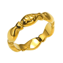 Stainless Steel Fish Ring Gold Tone Size 8