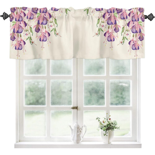 Kitchen Curtains Valances Purple Flower 1 Panel 54 in W x