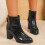Women's Ankle Boots Black PU Casual Mid Heel Pointed Toe 5