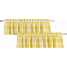 Buffalo Check Valances Yellow White 2-Pack 54x18 Inch Rod