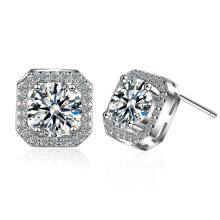 925 Sterling Silver Stud Earrings Cubic Zirconia Women