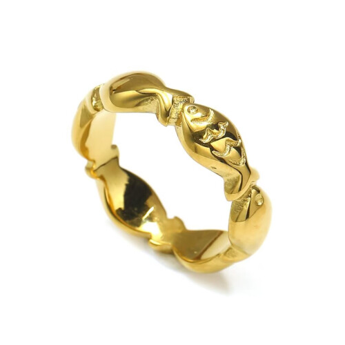 Stainless Steel Fish Ring Gold Tone Size 8 2
