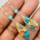 Boho Drop Earrings 925 Silver with Turquoise Tourmaline A 1