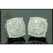 Gold Square Zircon Stud Earrings for Men and Women 1 Pair