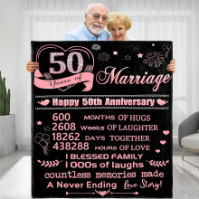 Rose Gold Throw Blanket 50th Anniversary