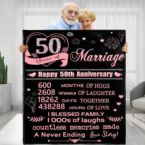 Rose Gold Throw Blanket 50th Anniversary