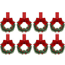 Leutsin Mini Christmas Wreaths with Red Bows and Berries