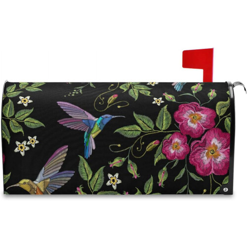 Magnetic Mailbox Cover Tropical Leaf Hummingbird Design 18
