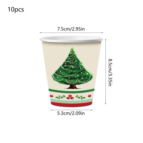 Christmas Tree Paper Cups Set Holiday Beverage 10 Pack 2