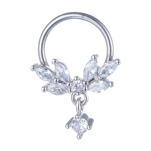 Titanium Micro Cubic Zirconia Nose Hoop Ring 1pc
