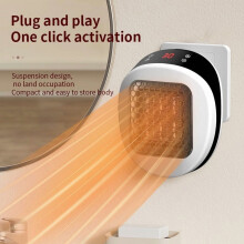 Ceramic Wall Heater 600W with Adjustable Thermostat Timer