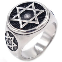 Men's Stainless Steel Hexagram Star of David Ring Size 7-13