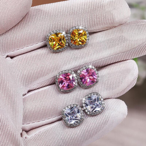 925 Sterling Silver Stud Earrings with Cubic Zirconia 1