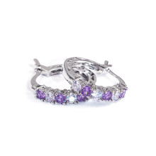 925 Sterling Silver White Gold Plated Cubic Zirconia Hoop