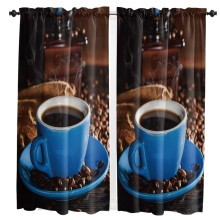 Coffee Cup Pattern Curtains for Living Room Kitchen Bedroom
