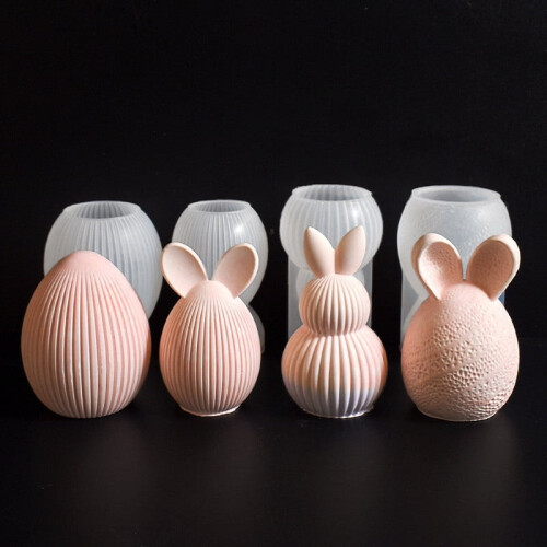 Easter Bunny Resin Molds Striped Design 6 pcs 2