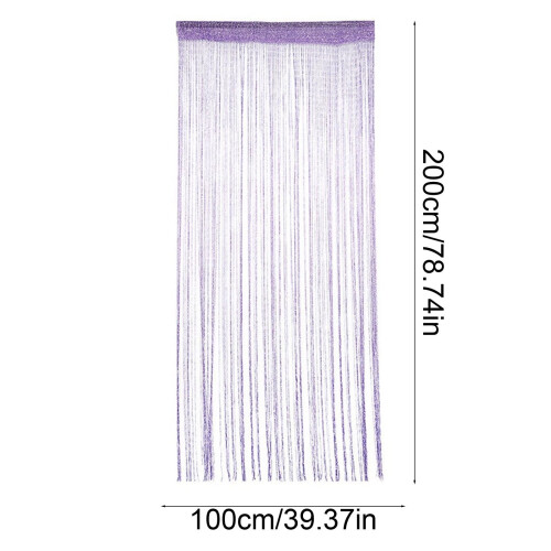 Purple Beaded Curtain Polyester 100 x 200 cm with Silver 1