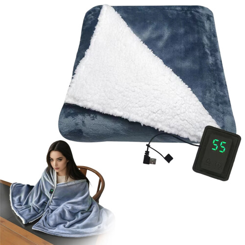 Heating Blanket with Digital Display 5V USB Grey 3 Heat 1