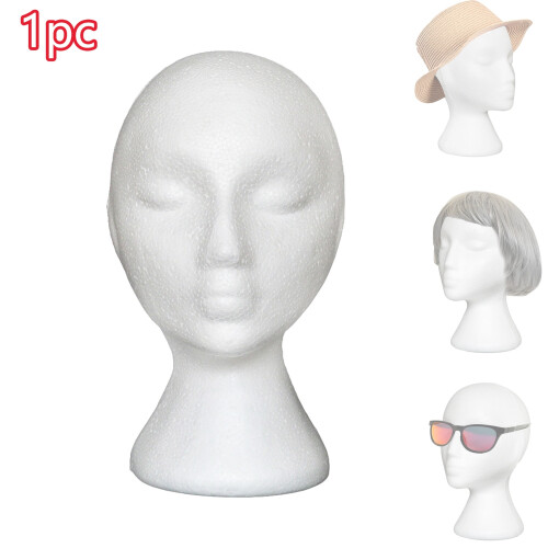 Wig Display Stand White Foam Mannequin Head 1 Pack