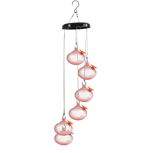 Hummingbird Feeder Plastic Outdoor Wind Chime Pink 2