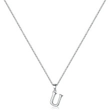 Sterling Silver Initial Pendant Necklace with Figaro Chain