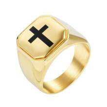 Stainless Steel Cross Ring for Men and Women Gold Size 8