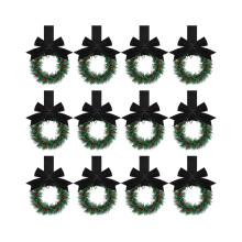 Mini Christmas Wreaths Berry Red Velvet Bow 12 pcs