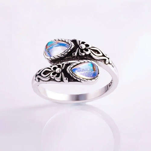 Sterling Silver Turquoise Moonstone Adjustable Sunflower 2