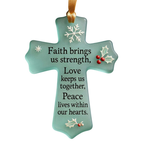 Blue Acrylic Flat Christmas Cross Ornament 8cm 2