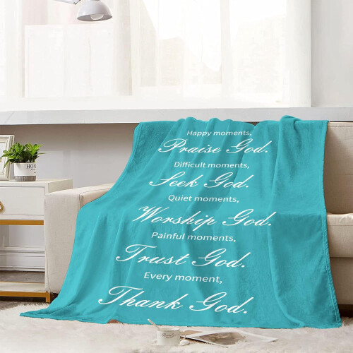 Religious Healing Throw Blanket Soft Teal 60x80 inch 1