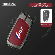 Peugeot 207 Key Case Cover Zinc Alloy Leather 3-Button
