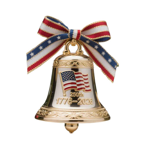 USA 250th Anniversary Bell Ornament Set 4 Pieces Silver 2