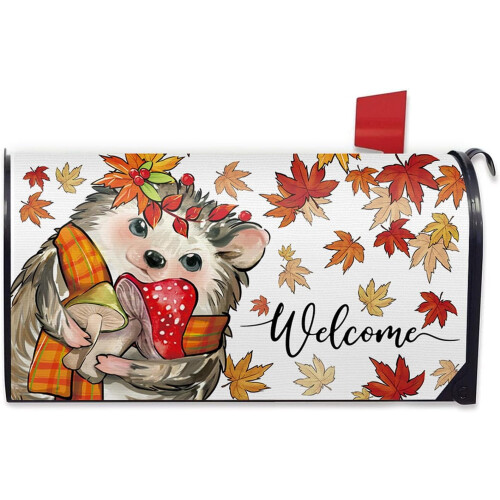 Fall Hedgehog Mailbox Cover Magnetic 21x18 Inch