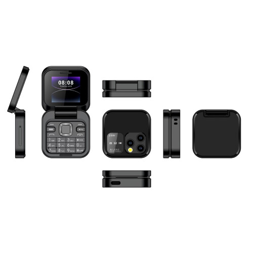 Mini Flip Mobile Phone 2G Unlocked for Seniors Black 2