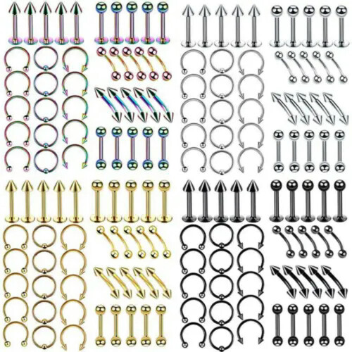 Nose Hoops Rings Labret Studs Rose Gold 40 pcs 1