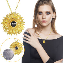 Golden Sunflower Pendant Necklace for Women 1 piece