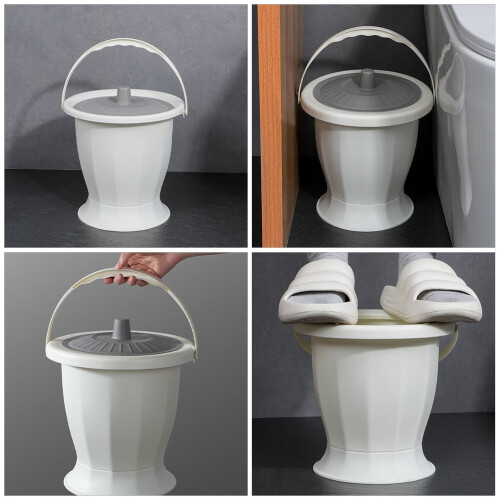 Chamber Pot Urinal Portable Plastic Grey 1 Set 1