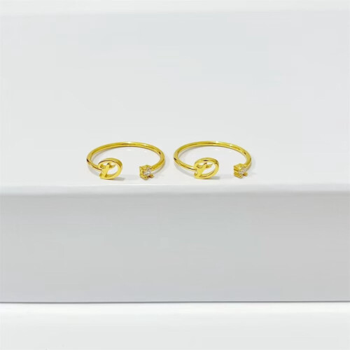 Women's Gold Plated Stainless Steel Initial Ring Dainty 2
