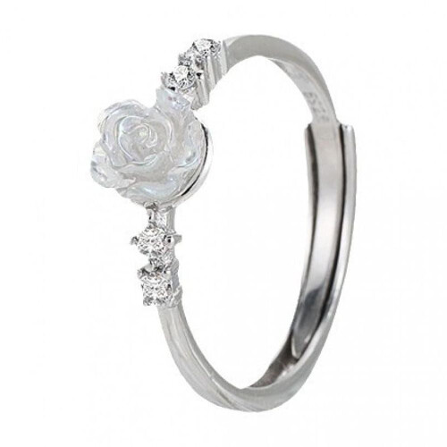 Women's 925 Sterling Silver Peony Thumb Ring with Cubic 1