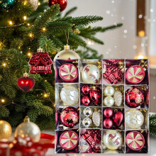Christmas Balls Ornament Set Red Green 24Pcs