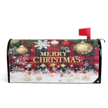 Christmas Magnetic Mailbox Cover Snowflake Checkered 21x18