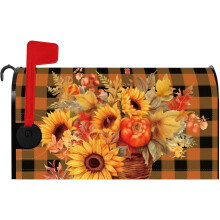 Buffalo Plaid Sunflower Mailbox Cover 21x18 inch