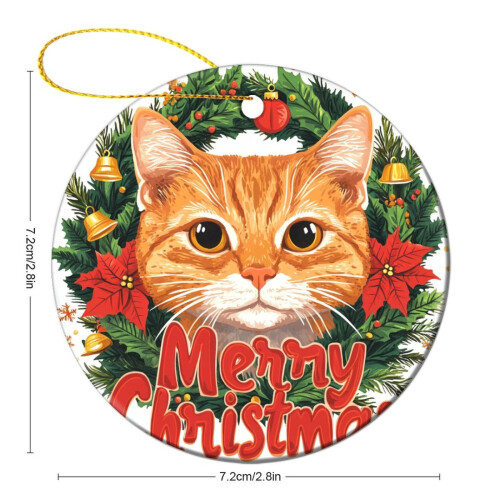 Orange Cat Christmas Ornament Personalized 1 1