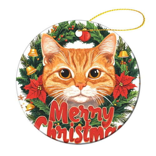 Orange Cat Christmas Ornament Personalized 1 2