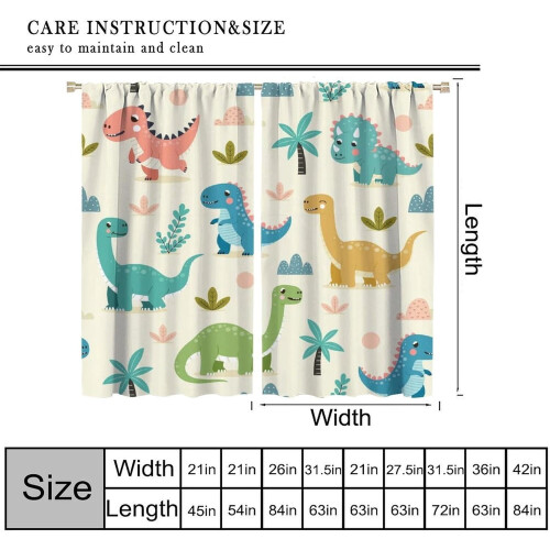 Dino Curtains Colorful Dinosaur Pattern Rod Pocket Thermal 2