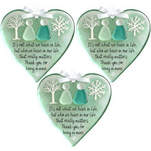 Heart-Shaped Sea Glass Friendship Ornament Green 3PCS 3.15
