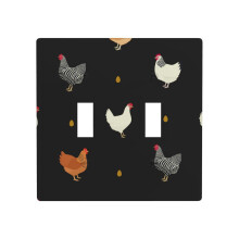 2 Gang Double Toggle Wall Plate with Rooster Pattern