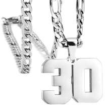 Stainless Steel Sports Necklace Silver Number 30